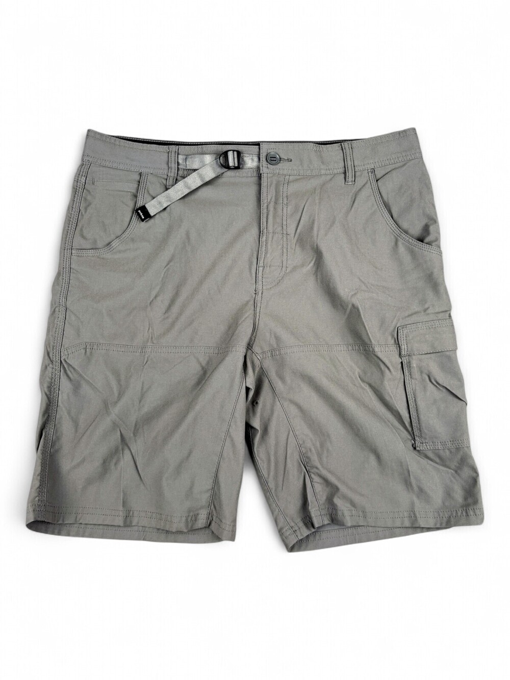 Prana Mens Zion Cargo Shorts Gray Flat Front Belted Outdoor Hiking Size 35/10
